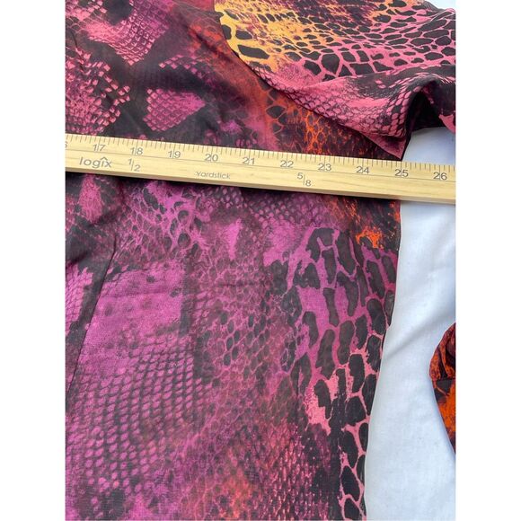 Marc Bouwer size 2X reptile print crepe tie neck button front blouse. - Picture 5 of 7